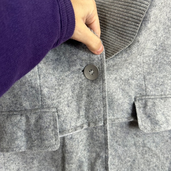 Iris Setlakwe Gray Wool Blend Removable Collar Single Button Blazer Jacket Sz XS - Picture 2 of 9